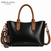 PORT&LOTUS Women's 2 Piece Handbag Set Textured PU Leather Top Handle Satchel Purse with Mini Crossbody Wallet Bag Detachable Shoulder Strap Fashion Tote Shoulder Bag for Daily Work Travel