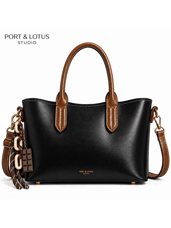 Women Vegan Leather Tote Bag Top Handle Satchel Purse Work Shoulder Handbag with Cute Charm for Daily Work Travel Dating