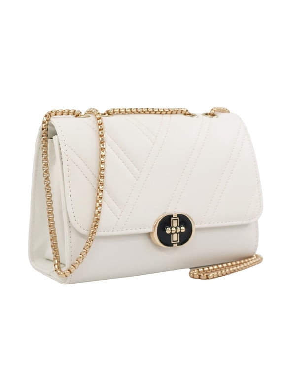 Women's Shoulder Bag with Golden Chain Strap Quilted White Designer Handbags for Women Cute Clutch Purses for Women Trendy Party Bags for Women