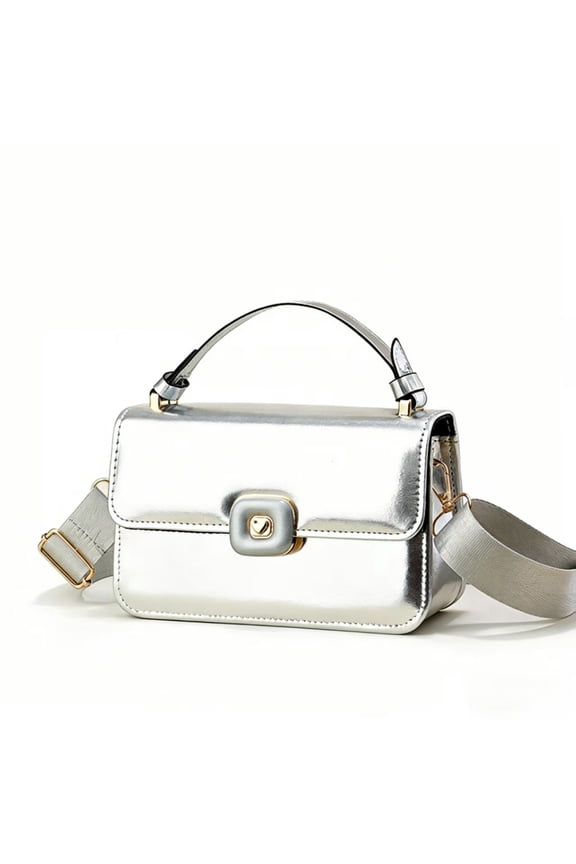 Women's Small Top Handle Satchel, Shiny Patent Leather Crossbody Purse, Versatile Shoulder Handbag for Everyday