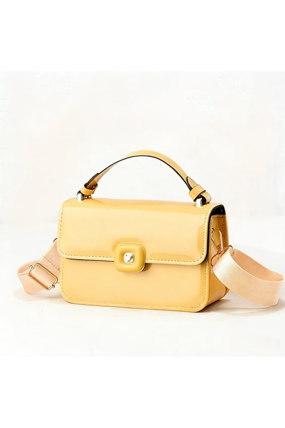 Women's Small Top Handle Satchel, Shiny Patent Leather Crossbody Purse, Versatile Shoulder Handbag for Everyday