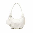 thumbnail image 1 of PORT&LOTUS Women's Women's White Faux Leather Hobo Shoulder Bag Soft Crescent Underarm Purse with Detachable Round Charm Minimalist Casual Handbag for Daily Use, 1 of 8