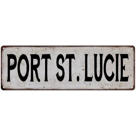PORT ST. LUCIE Vintage Look Rustic Metal 8x24 Sign City State 108240041381