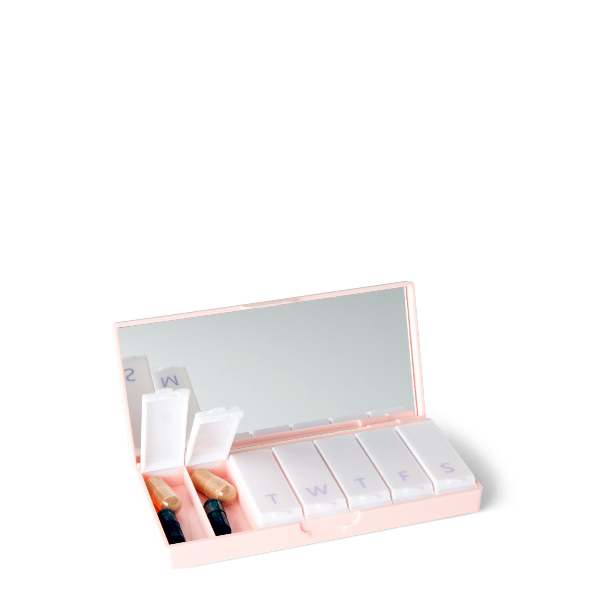 PORT X POLISH Weekly Pill Organizer Single 1X Daily, Stylish Pill Box with Matte Finish, Blush Pink