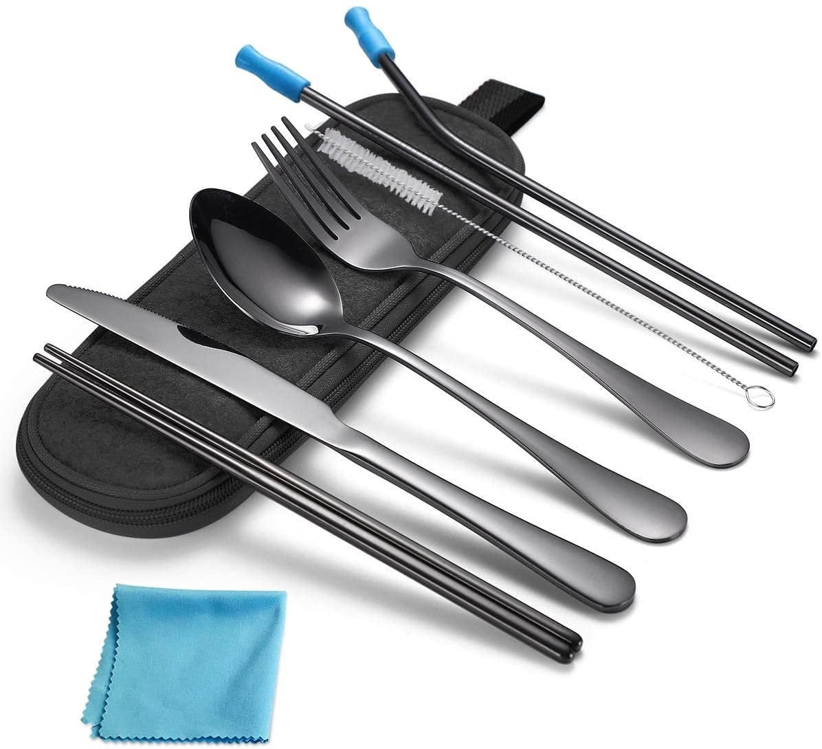 Travel Utensils, Reusable Utensils with Case, Portable Travel Camping  Cutlery Set, 9-Piece 