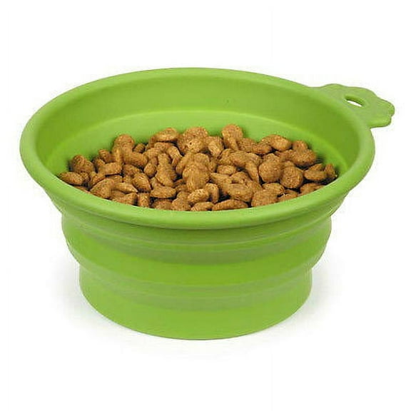 PORTABLE DOG BOWL Bend-A-Bowls Collapsible Food and Water for Dogs Traveling (Fern,Medium - 25 Ounce)