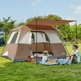 thumbnail image 1 of PORTAL 6 Person Camping Tent with Porch, Family Camping Tent with Tall Height, Water Resitant Large Tent for Camping, Backyard, Brown, 1 of 6