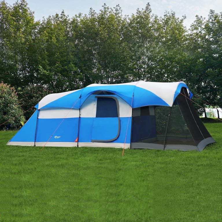 HIKERGARDEN Tente de camping portable pour 8 personnes – Tente de cabine familiale portable pour camping, tente de camping en tissu coupe-vent pour randonnée, voyages – 3,5 x 2,9 x 203,2 cm