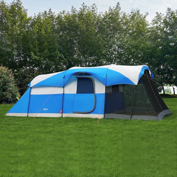 PORTAL 8 Person Camping Tent, Portable Cabin Tent for Family with Rainfly and Screen Porch, 20ft * 8ft * 74in, Blue