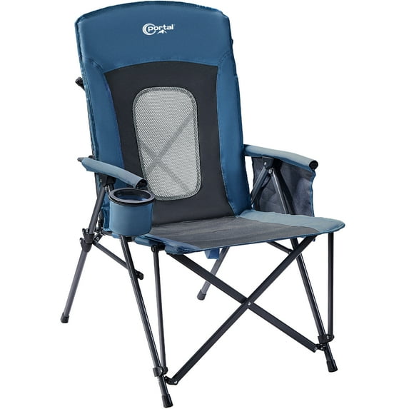 PORTAL Folding Camping Chair High Back for Adults, Portable Oversized Camp Chair for Outdoor, Supports 400 lbs, Blue