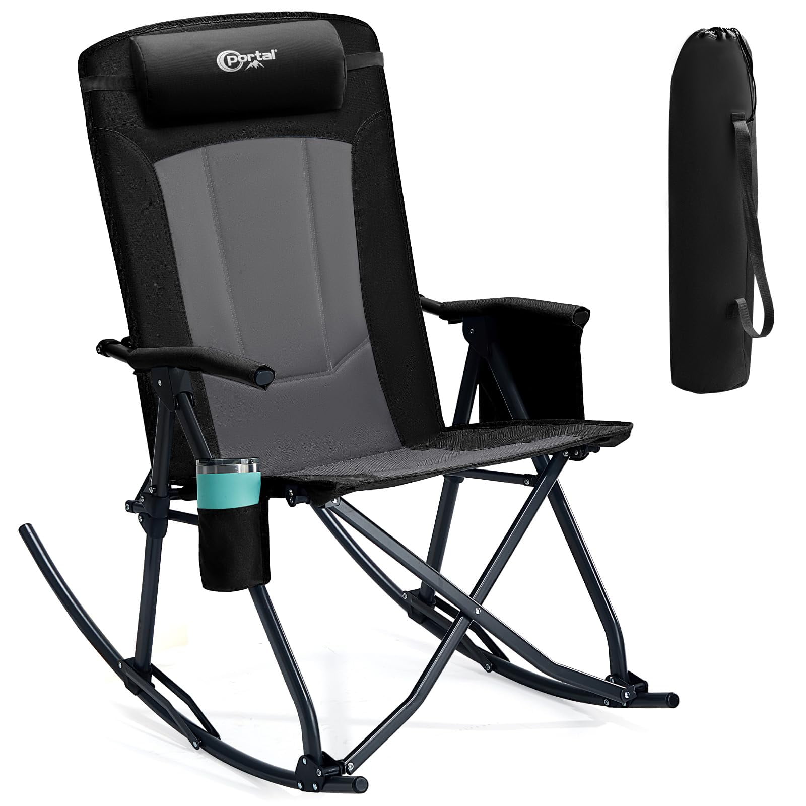 PORTAL Rocking Camping Chair, Portable Folding Rocker for Outdoor with ...