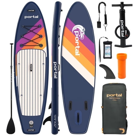 PORTAL SUP Inflatable Paddle Board for Adults 10'6'' Stand Up Paddleboard,Non-Slip Deck Blow up Paddle Boards with Adjustable Paddle, Carry Bag, and Repair Kit