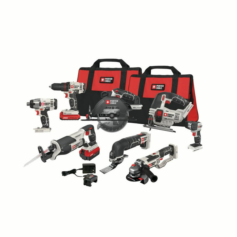 PORTER CABLE 20-Volt Max Lithium-Ion 8 Tool Combo Kit, PCCK619L8 PORTER CABLE 20-Volt Max Lithium-Ion 8 Tool Combo Kit, PCCK619L8
