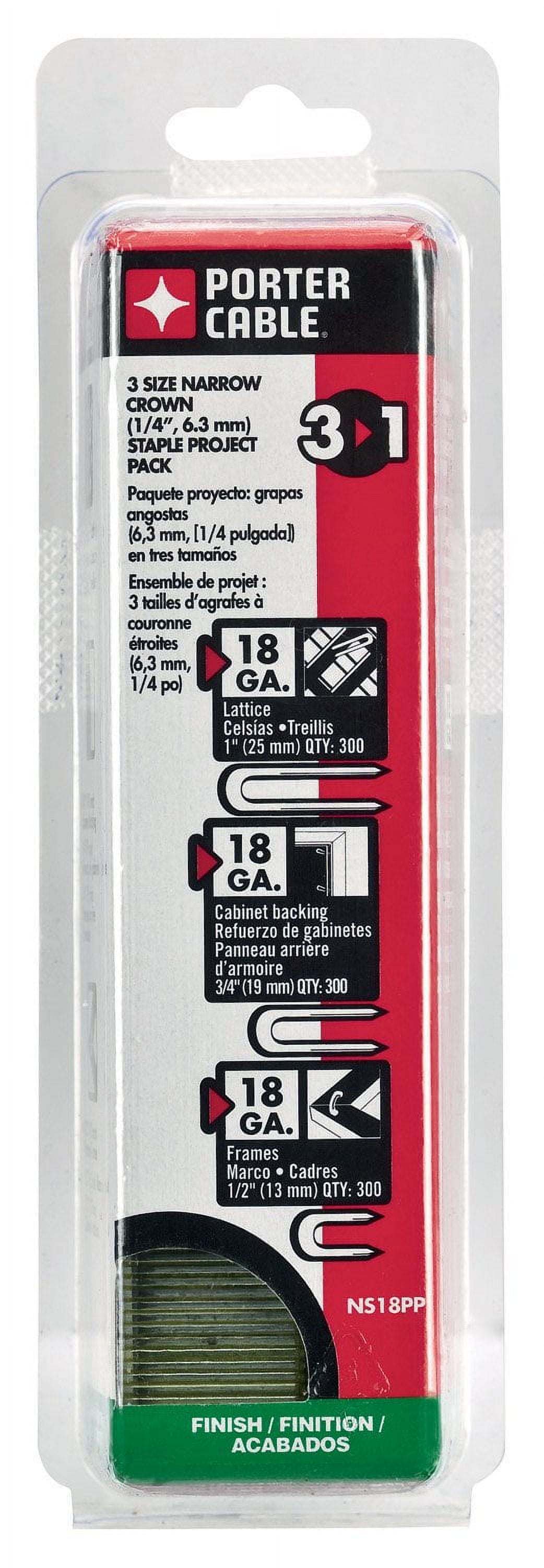 PORTERCABLE NS18Pp 18 Gauge Narrow Crown Staple Project Pack, 900