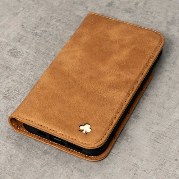 PORTER RILEY - Leather Case for iPhone 13 (6.1"). Premium Genuine Leather Stand/Cover/Wallet/Flip Case