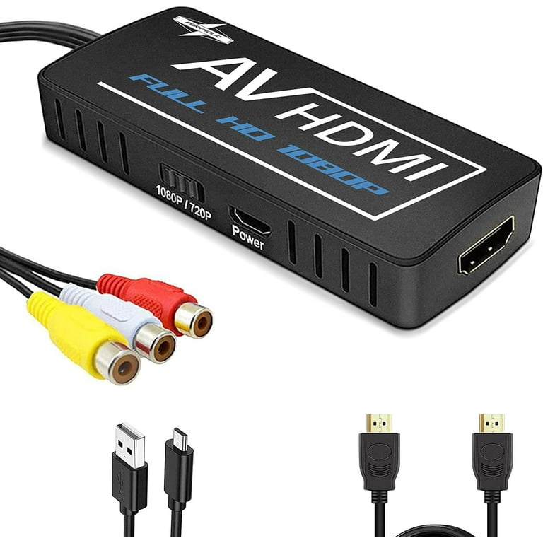 PORTHOLIC RCA to HDMI Converter, Composite to HDMI Converter