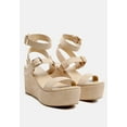 thumbnail image 1 of PORTIA Leather Wedge Sandal in Nude, 1 of 6
