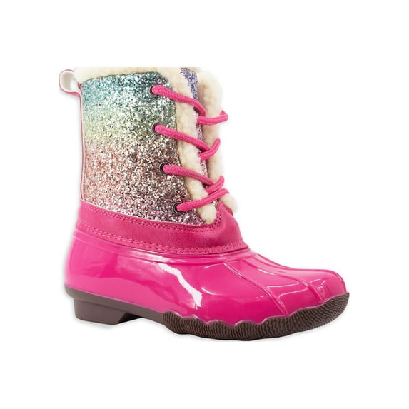 PORTLAND By Portland Boot Company Girls Fuchsia Glitter Ankle-High Duck Boots, Sizes 10-4
