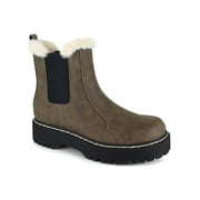 PORTLAND by Portland Boot Company Women's Faux Fur Trim Chelsea Boot