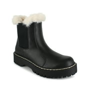 PORTLAND by Portland Boot Company Women's Faux Fur Trim Chelsea Boot