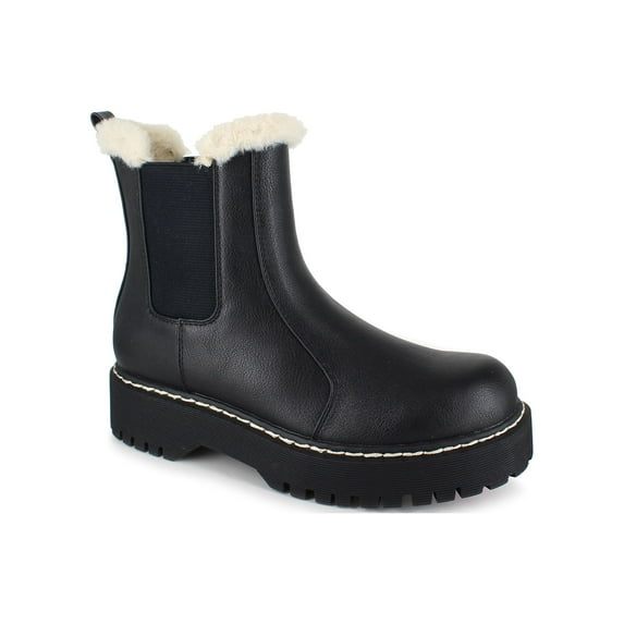 PORTLAND by Portland Boot Company Women's Faux Fur Trim Chelsea Boot