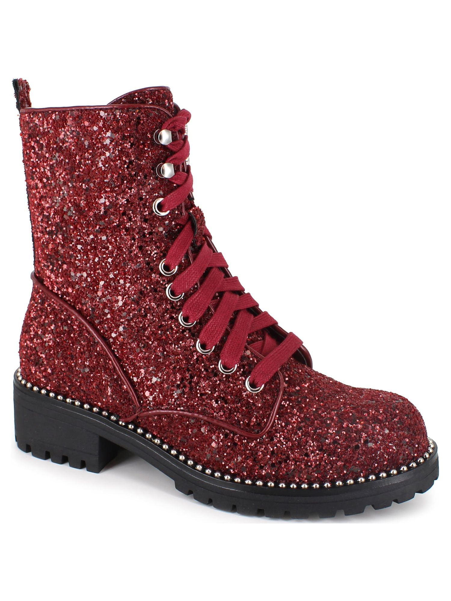 PORTLAND by Portland Boot Company Women's Glitter Lace Up Boots