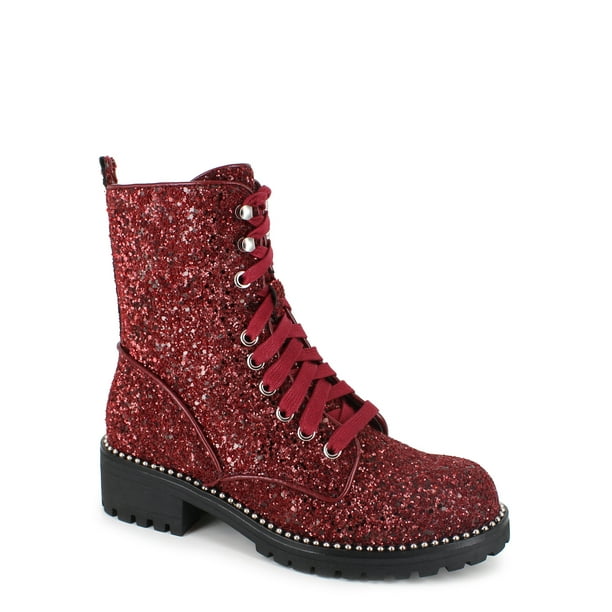PORTLAND by Portland Boot Company Women's Glitter Lace Up Boot