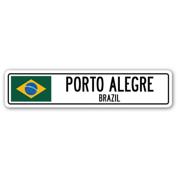 PORTO ALEGRE BRAZIL Street Sign Brazilian flag city country road wall gift