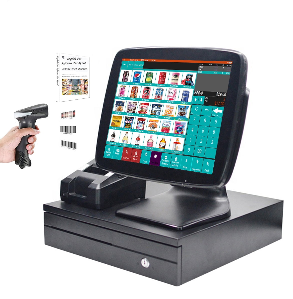 POS Cash Register 15 Touch Screen Windows PC with 3 1 8 Thermal Receipt Printer for Retail Businesses