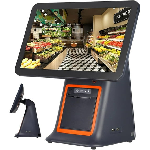 POS Cash Register, All in One Smart Touch Screen Cash Register POS with 15.6" Touch Screen, 2-Core CPU, 4GB RAM, 128GB SSD, 58MM Thermal Printer, Adjustable Angle for Retail, Restaurant