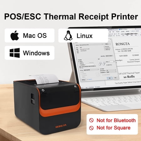 POS Printer 80mm Direct Thermal Receipt Printer with Auto Cutter USB Serial Ethernet Interface for Windows Mac Linux
