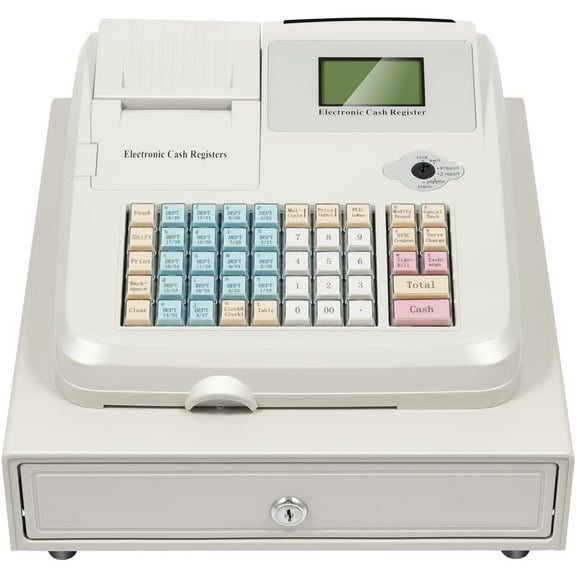 POS System Cash Register,Electronic Cash Register with Removable Cash Tray and Thermal Printer Small Square Money Drawer Multifunction Cash Register for Small Business/Retail/Restaurant