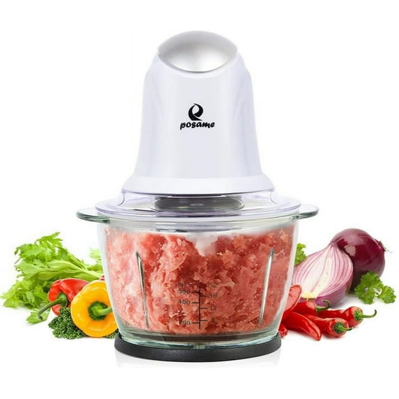 POSAME Small Food Processor Chopper 4 Cup Serving Glass Bowl FD01