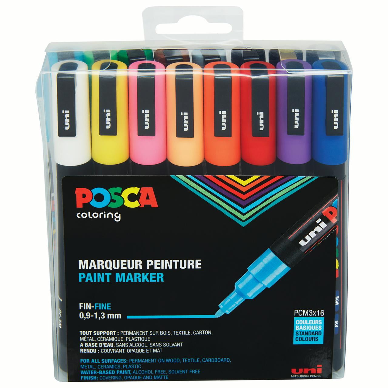 POSCA 16-Color Acrylic Paint Marker Set, Fine