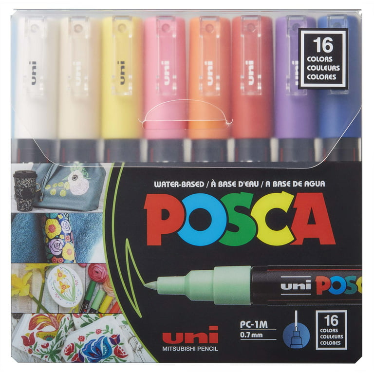 POSCA 16-Color Paint Marker Set, PC-1M Extra-Fine
