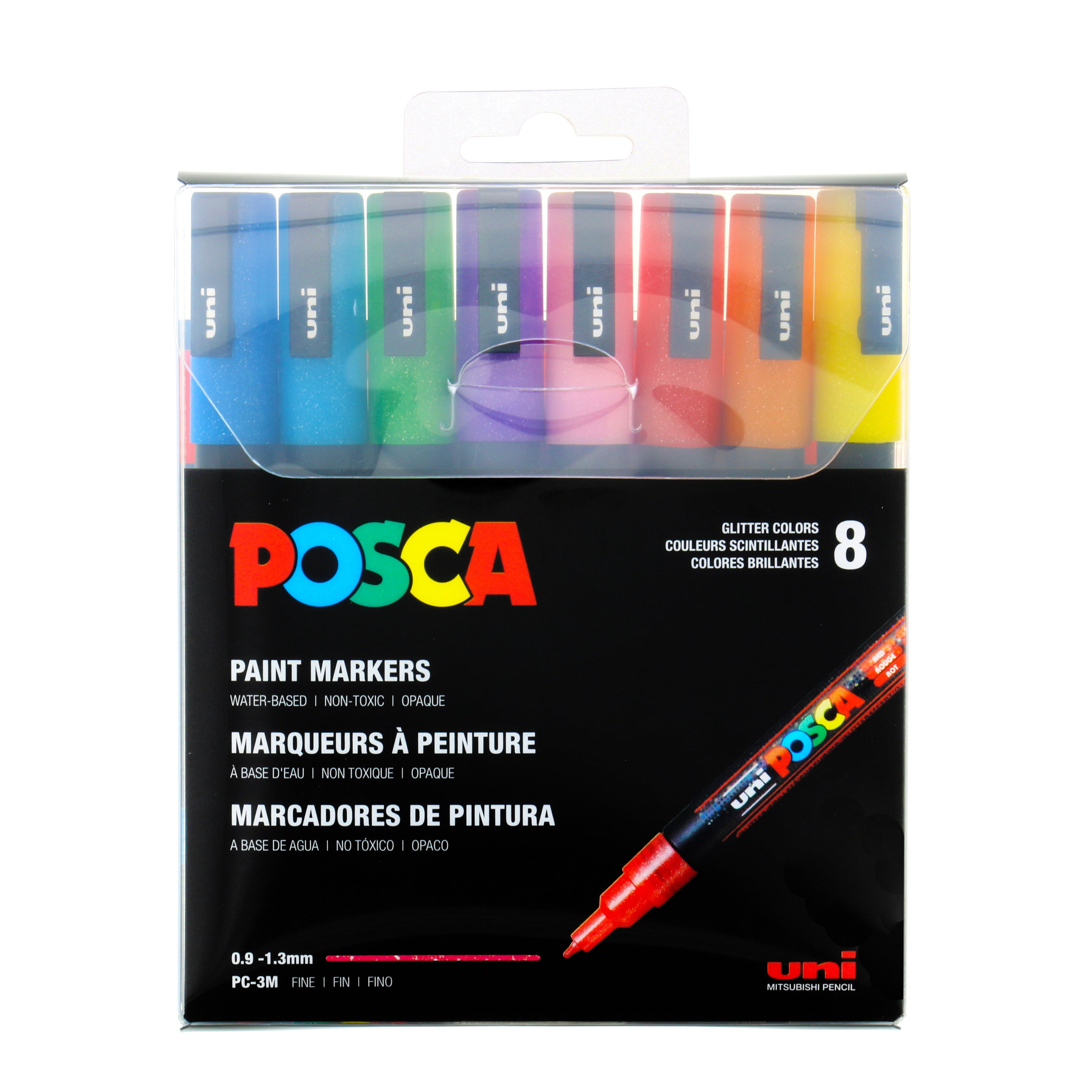 POSCA 8-Color Glitter Paint Marker Set, PC-3M Fine Liberia Ubuy