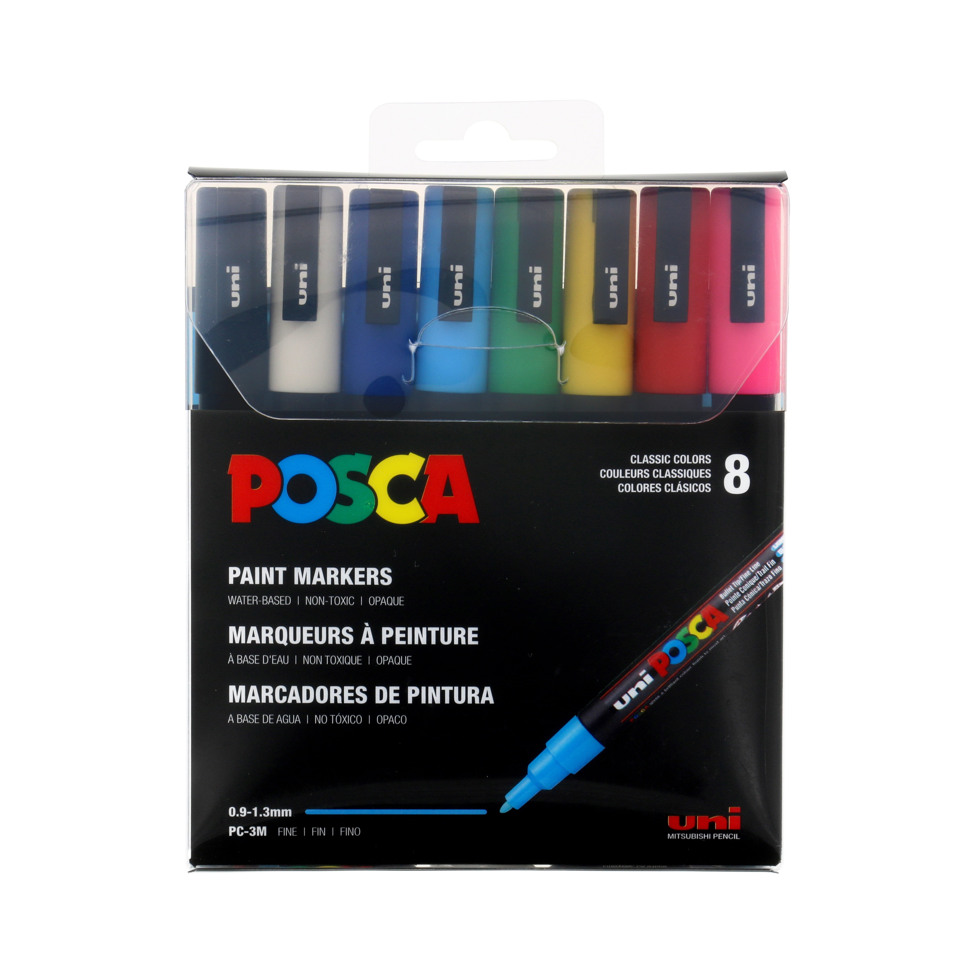 Posca Paint Marker Pen - Fine Point - Set of 8 (PC-3M8C), Multicolor