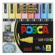 Uni POSCA PC-5M Paint Marker Set   8 Soft Colors, Acrylic Paint Pens for Creative Art