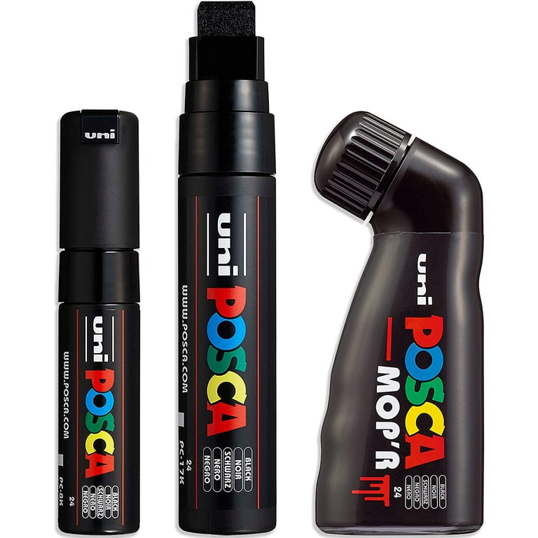 POSCA Fine Permanent Tip Black Paint Marker Pens Set MOP'R, PC
