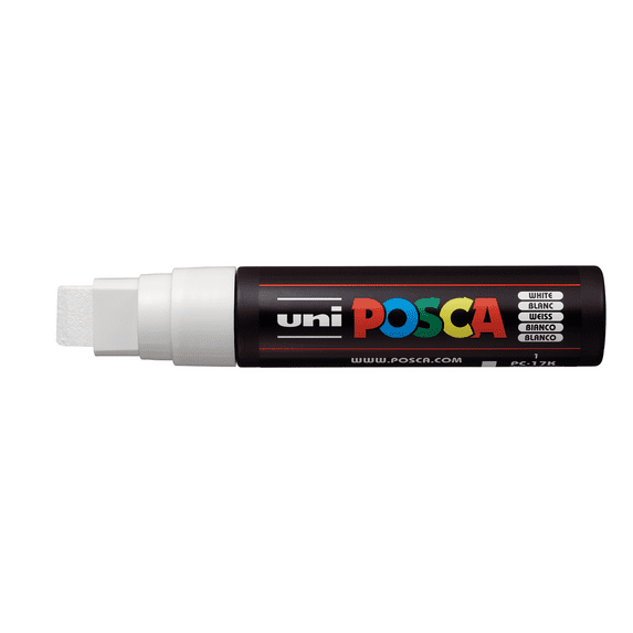 POSCA Paint Marker, PC-17K Extra Broad Rectangular Chisel, White