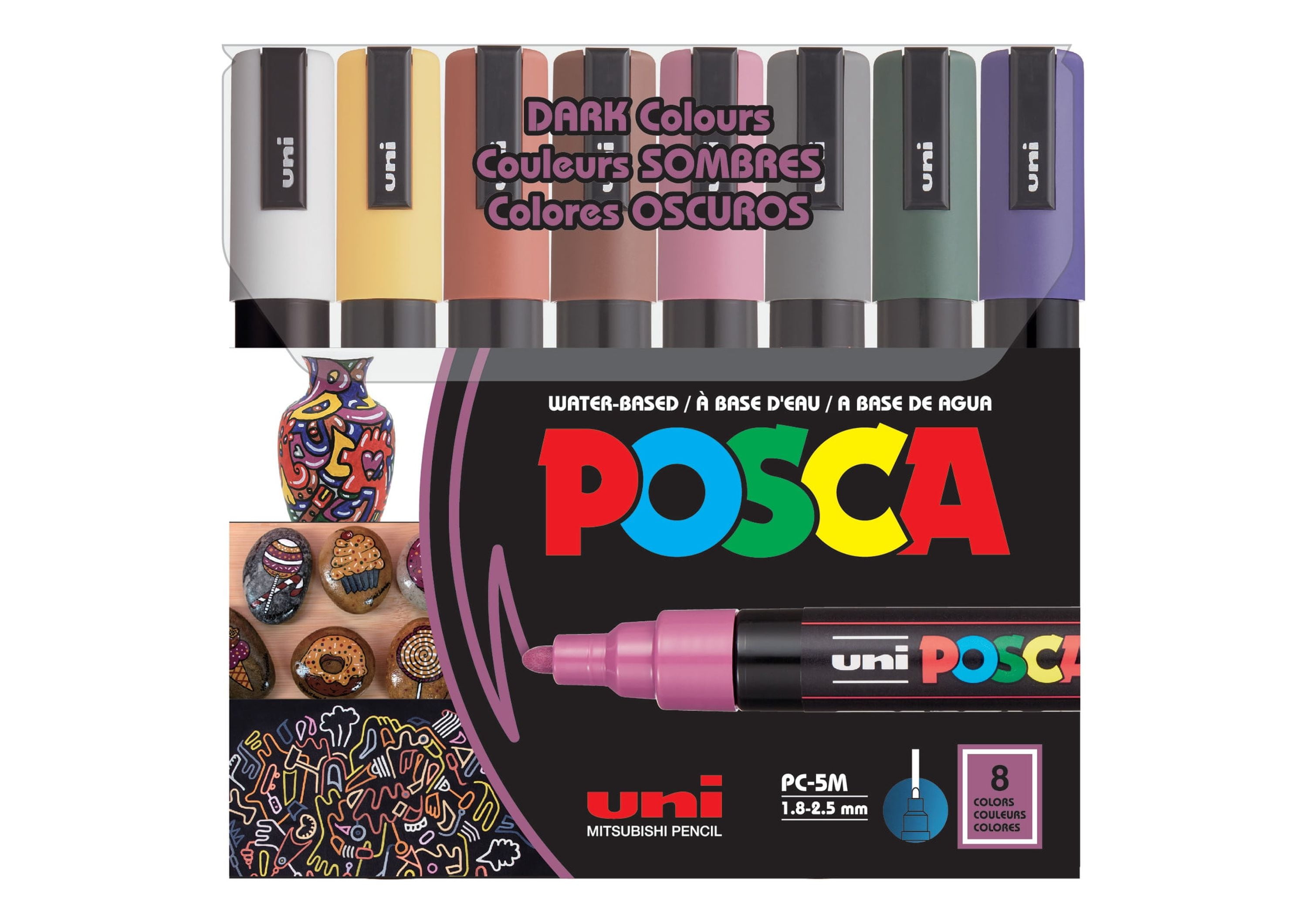  posca 8-Color Paint Marker Set, PC-5M Medium & Pacon