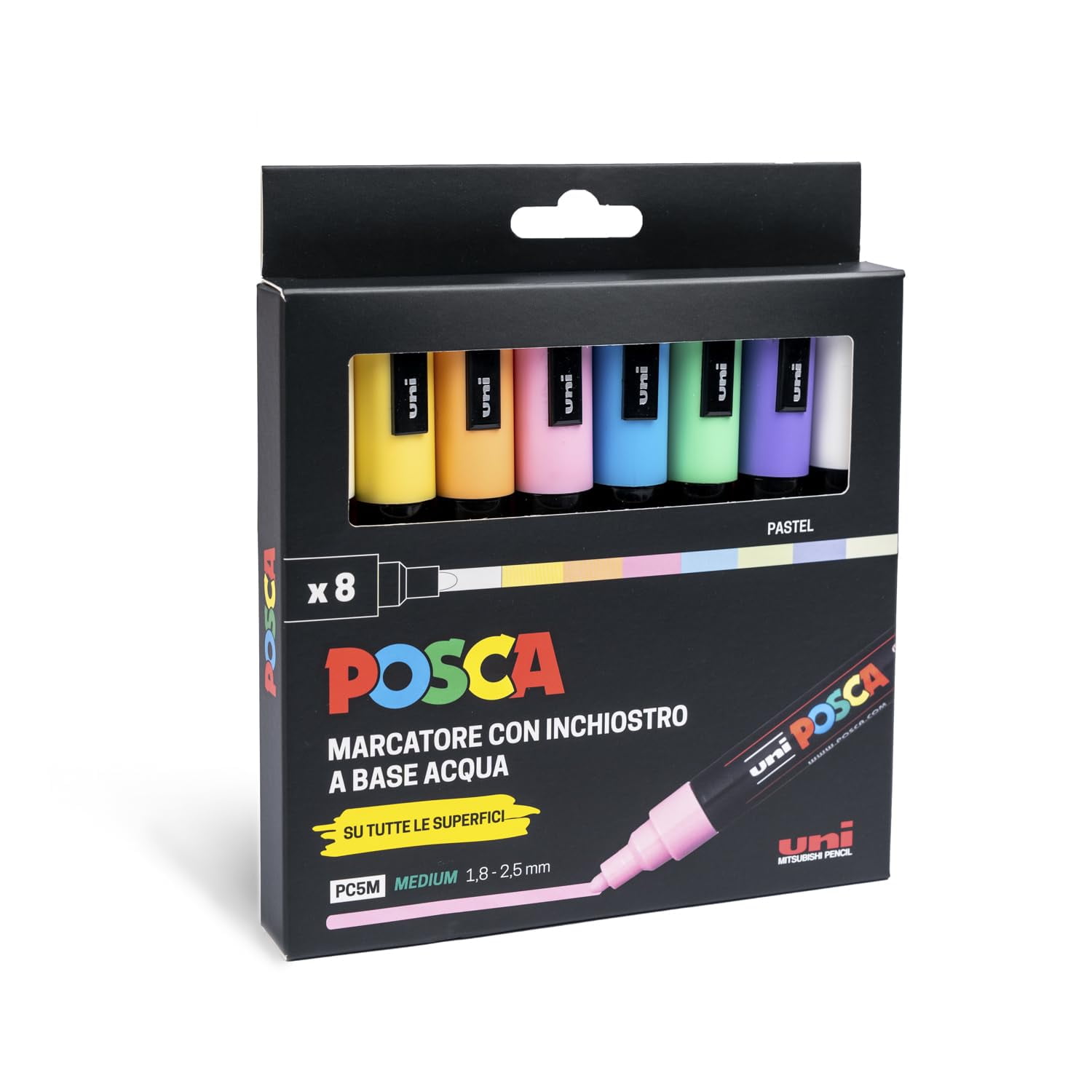 No Author POSCA - Uniposca Set con Pennarelli Acrilici Punta Tonda 1.8 - 2.5 mm, Colori per Tes