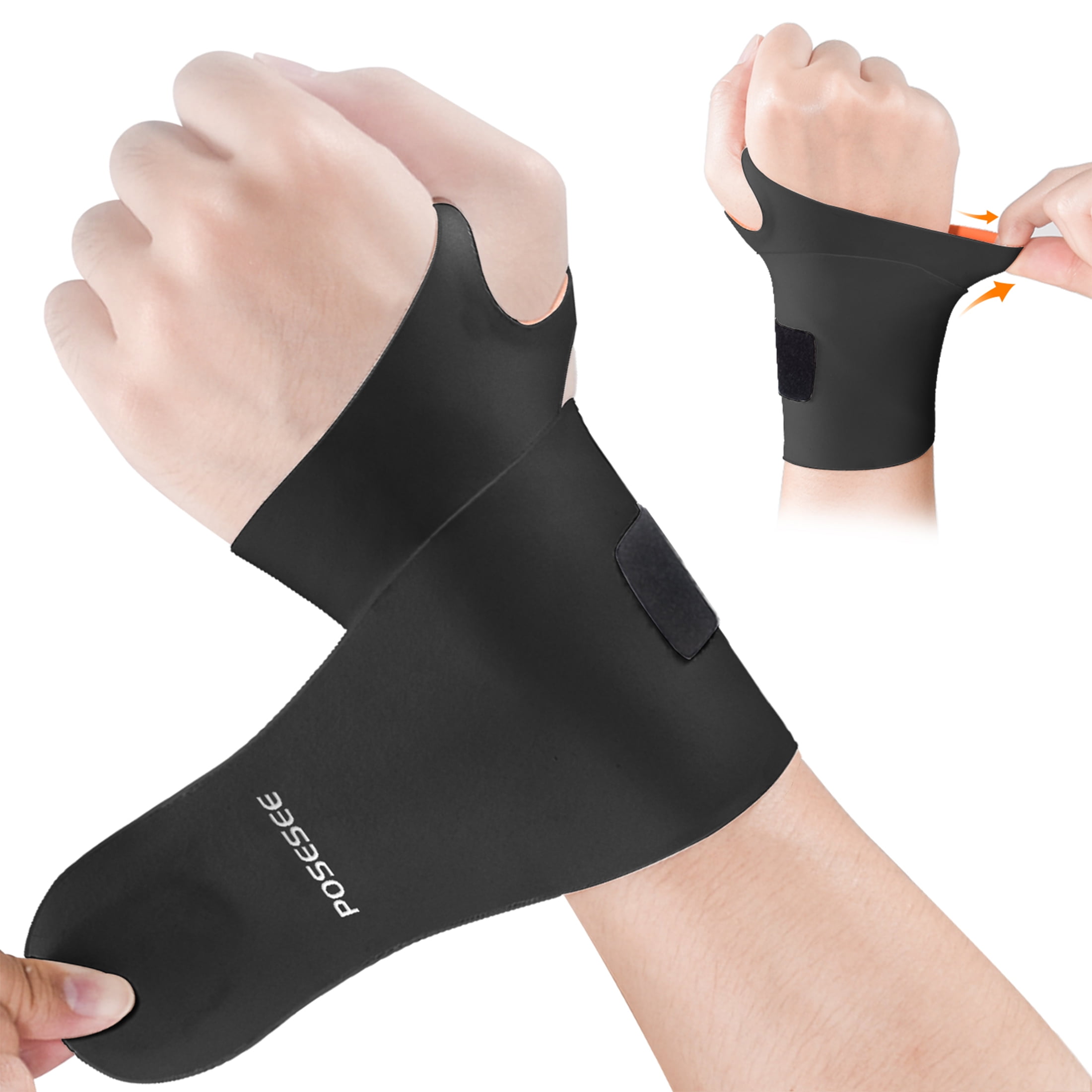POSESEE Ultra Thin Elastic Wrist Brace Wrist Wraps 1 Pair, Compression