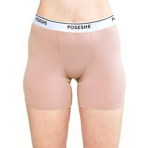 POSESHE Body Liberator Boxer Briefs Women's 4X Activewear, Boyshort Panties, Beige