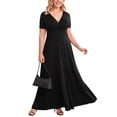 thumbnail image 1 of POSESHE Women Plus Size V Neck Short Sleeve Evening Dress, Elegant Party Maxi Dress, 1 of 6