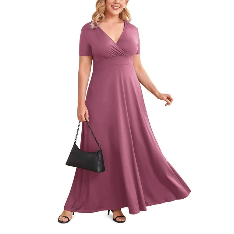 Sexy v neck short sleeves evening maxi dress cheap