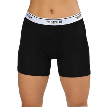 POSESHE Women's Boxer Underwear, Anti-Chafing Plus Size Boyshorts Panties 6" Inseam S-5XL
