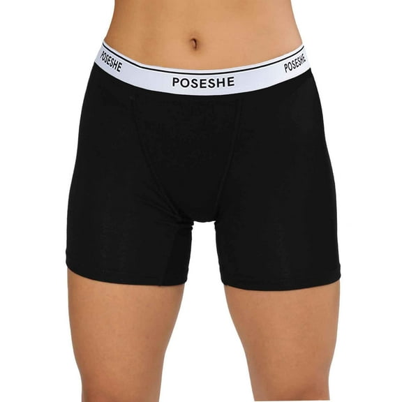 POSESHE Women's Boxer Underwear, Anti-Chafing Plus Size Boyshorts Panties 6" Inseam S-5XL