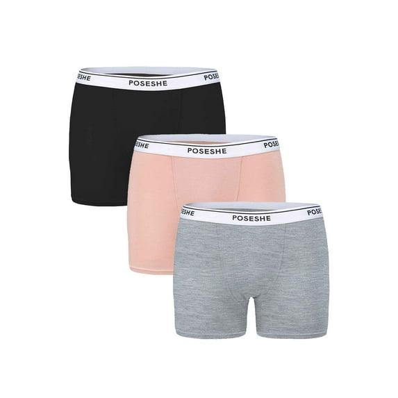 POSESHE Women's Boxer Underwear, Anti-Chafing Plus Size Boyshorts Panties 6" Inseam S-5XL