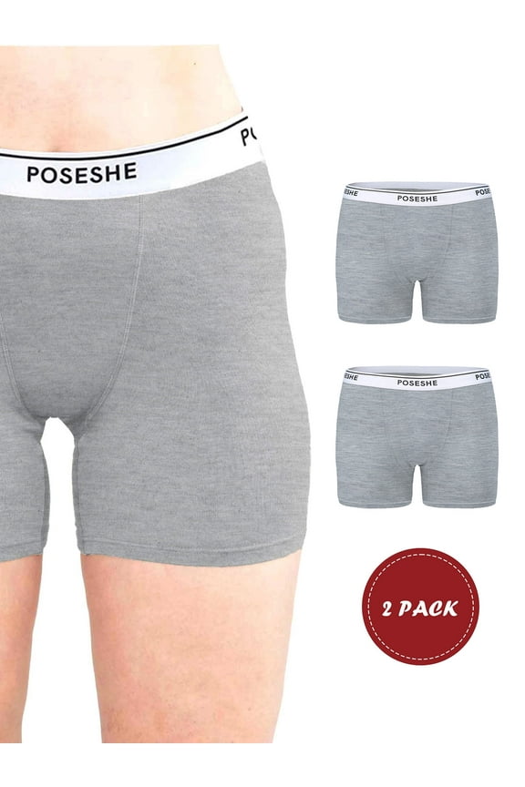 Women's Boxer Underwear, Anti-Chafing Plus Size Boyshorts Panties 6" Inseam S-5XL